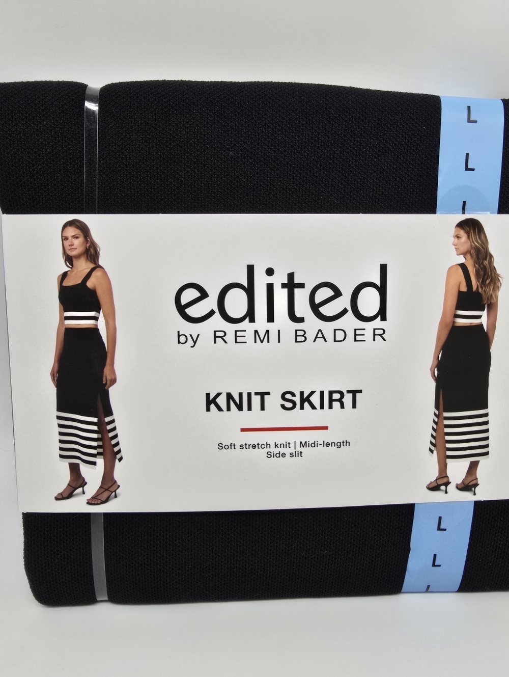 edited by Remi Bader Black Knit Midi Skirt Large